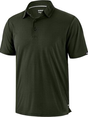 Men's Olive Green Golf Shirt Short Sleeve Dry Fit Moisture Wicking Polo Top Acti